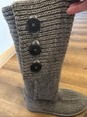 UGG Gray Knit Tall Button Boots